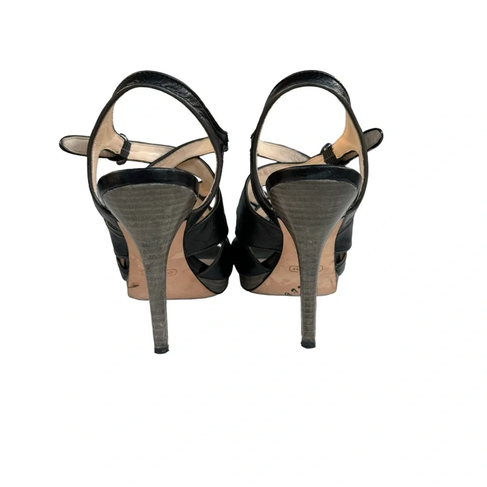 Coach Alba Sandals Black Leather Strappy Platform - Picture 6 of 13